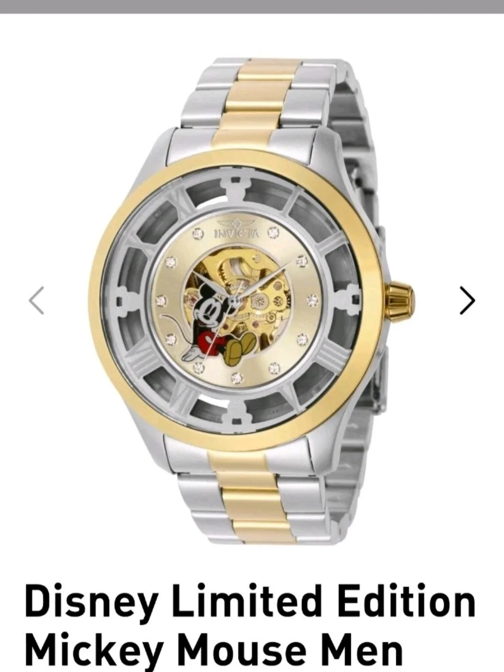 Invicta Disney Limited Edition Mickey Mouse Men's Watch Model 41365 Gold Silver
